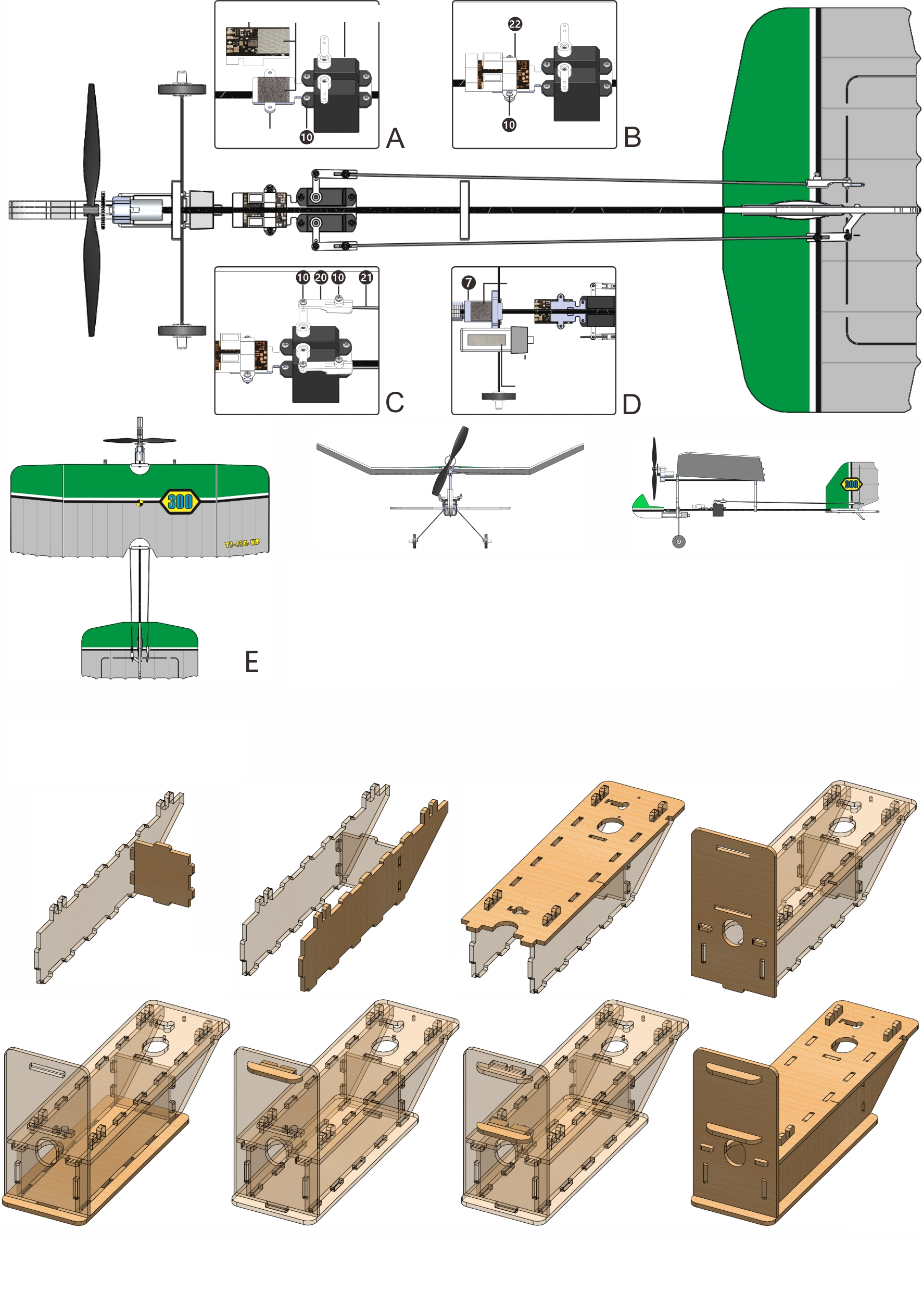 TY-Modell-300KP-300-mm-Spannweite-PP-Schaum-DIY-Mikro-Innenraum-Slow-Flyer-RC-Flugzeug-Gleiter-KIT-M-1982355-7